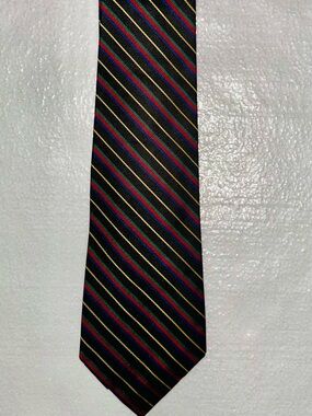 Vintage Polo by Ralph Lauren Men's Repp Tie - Navy, Red, Green, Gold Stripes